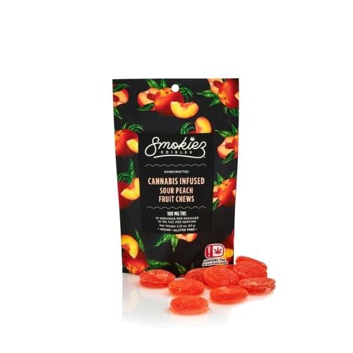 Sour Peach Vegan Fruit Chews 0.1g Gummy from Smokiez Edibles